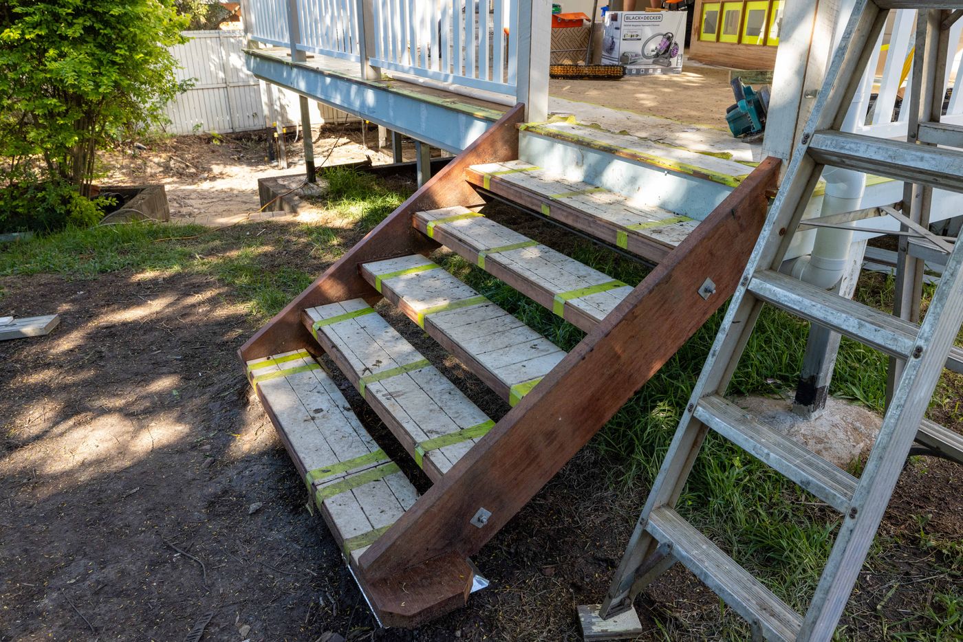 New timber stairs going in on a Balmoral Queenslander