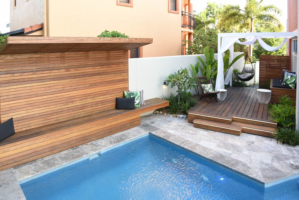 Pool deck with built-in seating in Carindale