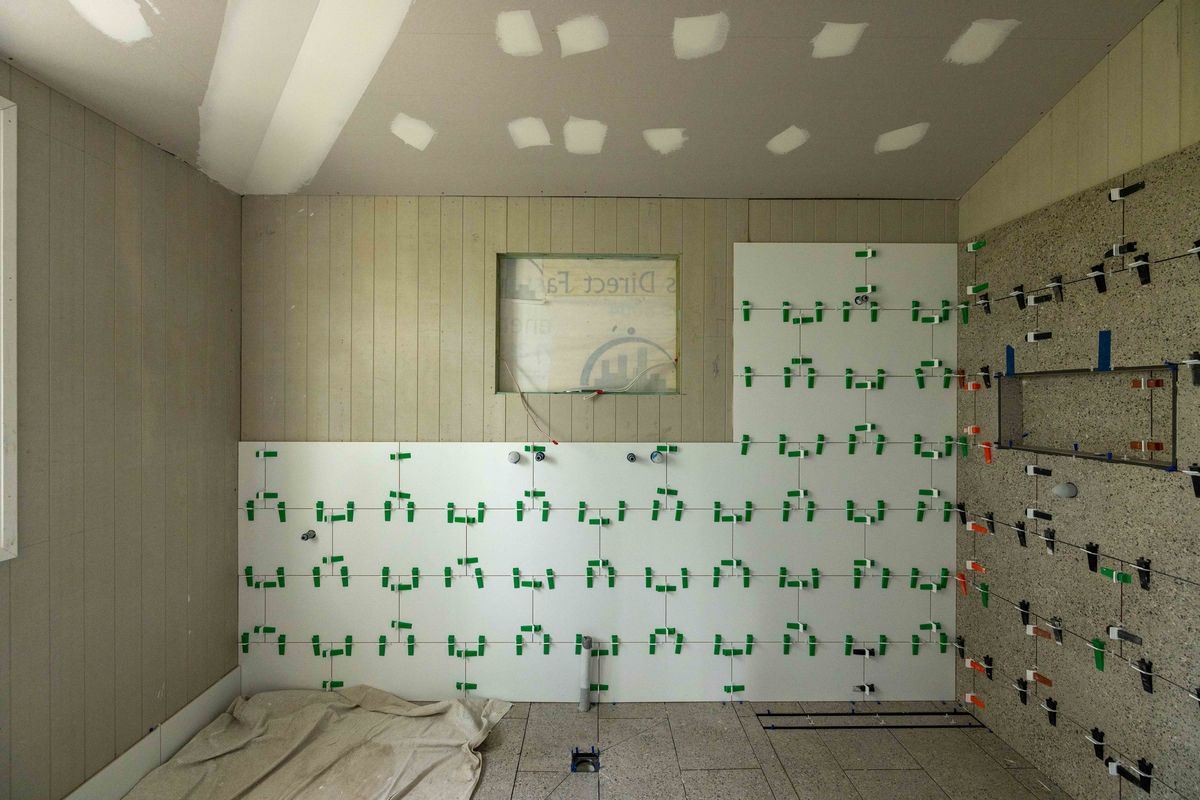 Balmoral bathroom renovation with tiling under way