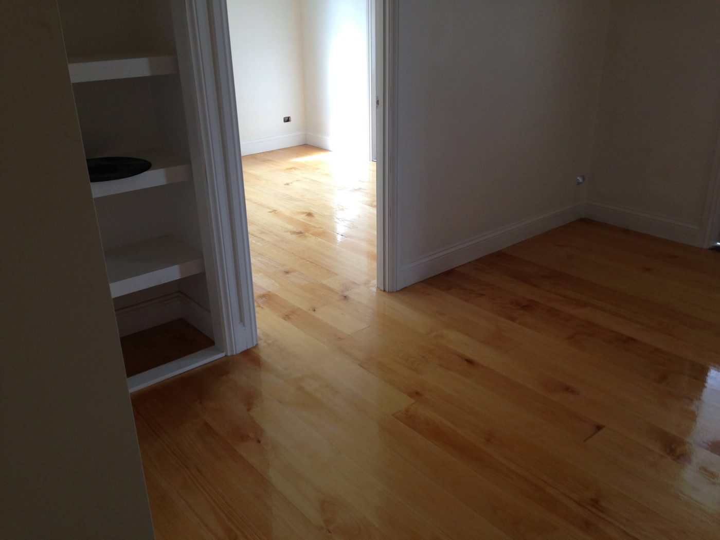 New timber floors and built-in shelving