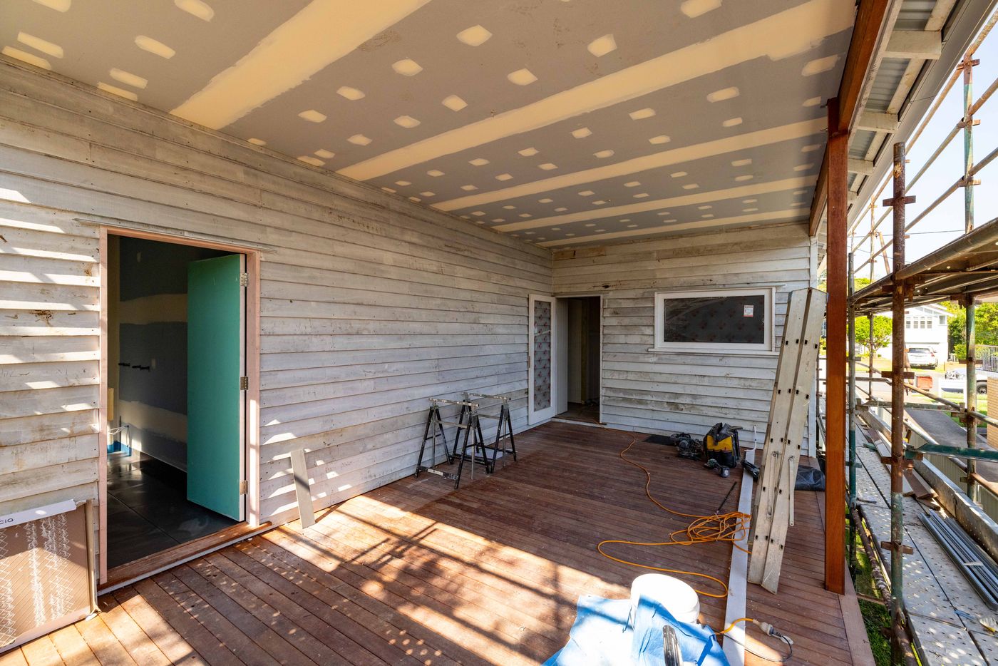 New timber deck under the new roof of the Greenslopes extension