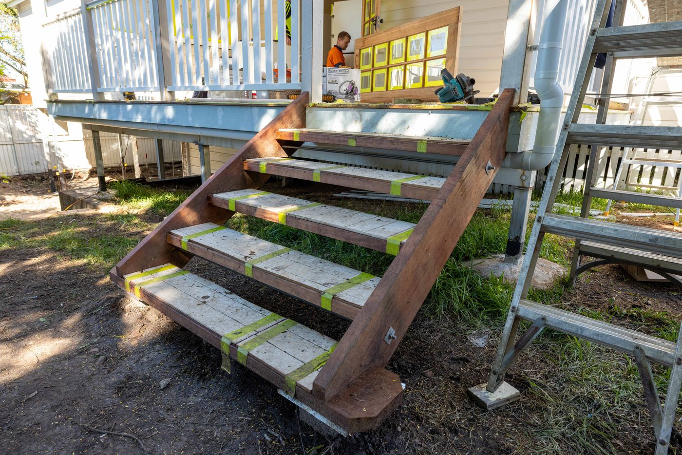 New timber stairs going in on a Balmoral Queenslander