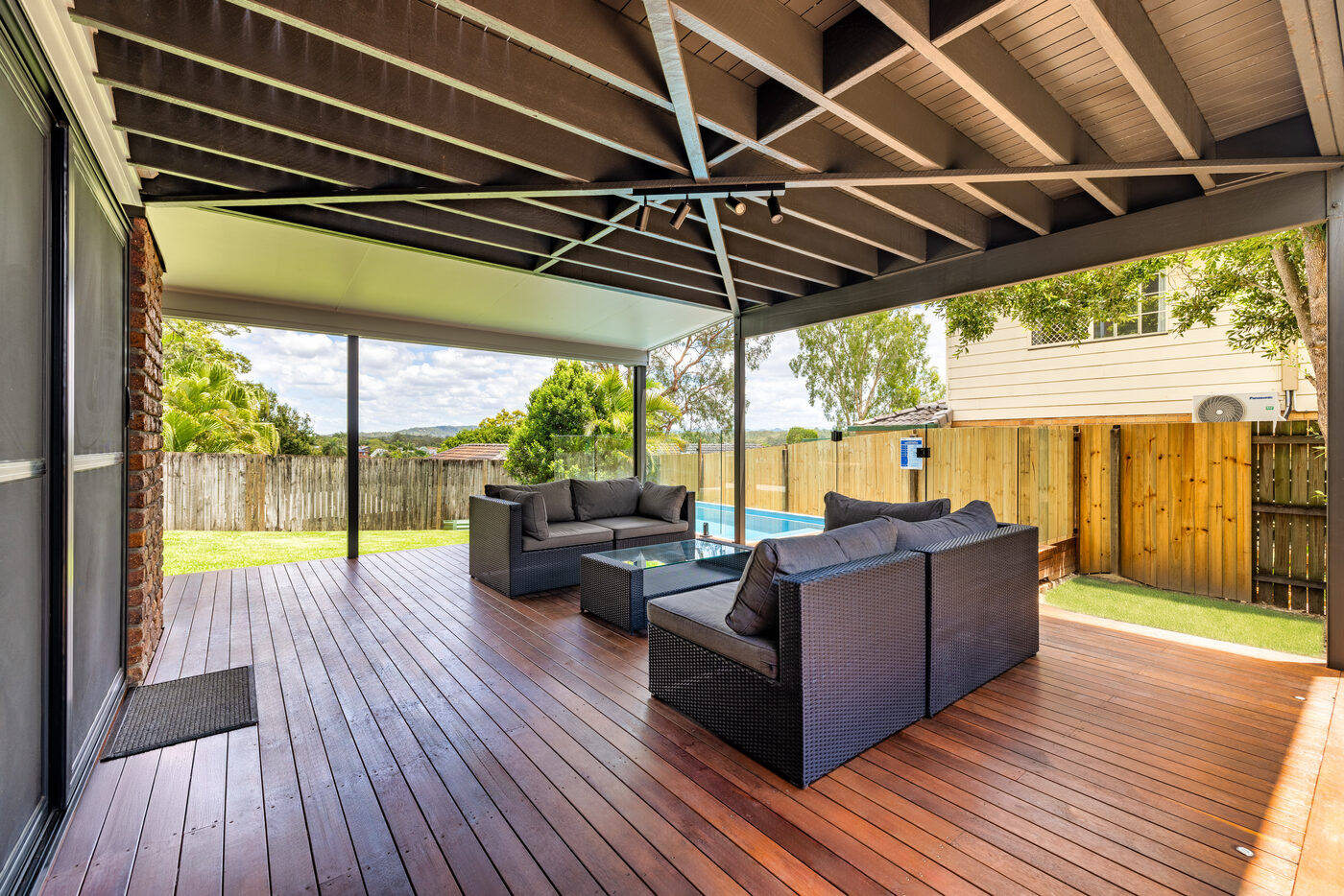 Hardwood deck and Queenslander verandah