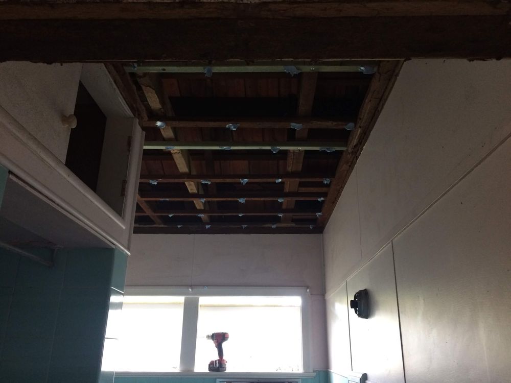 New ceiling battens and joists fitted in the Tarragindi bathroom